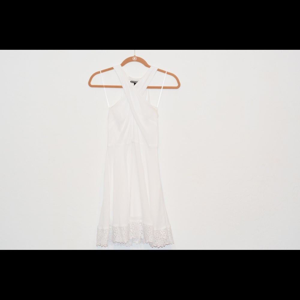 Express high neck dress with edge detailing